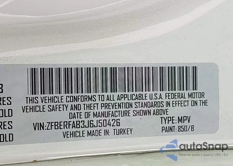 2018 Ram Promaster City Tradesman z USA, uszkodzony, nr VIN ZFBERFAB3J6J50426